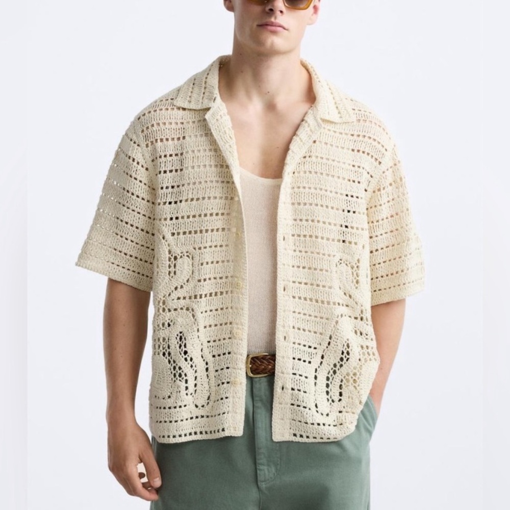 FLORAL CROCHET SHIRT ZARA